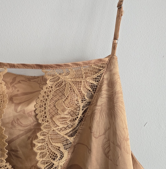 Stars Above Gold Floral Satin Slip Midi Dress - Picture 6 of 10